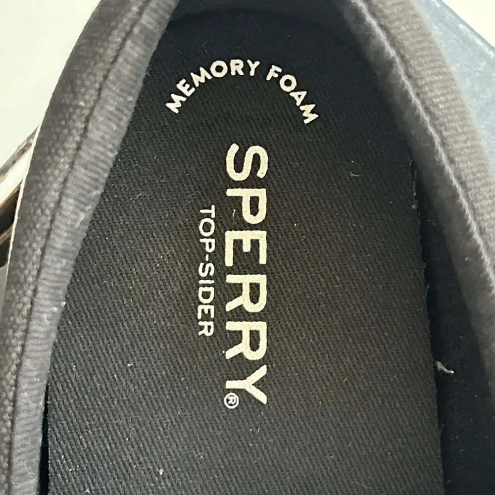 Sperry Crest Vibe Women 11 Canvas Boat Shoes Black White New In Box